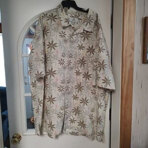 Solitude Multi-Color Tropical Print Short Sleeve Button Down Shirt Men's 3X